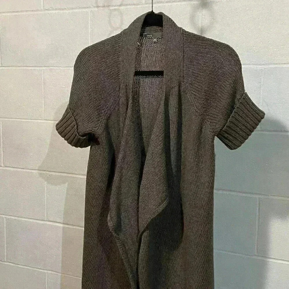 NEW Vince Women's SS Cardigan Sweater XSMALL Brown Wool Blend Draped Open Front - Picture 6 of 13